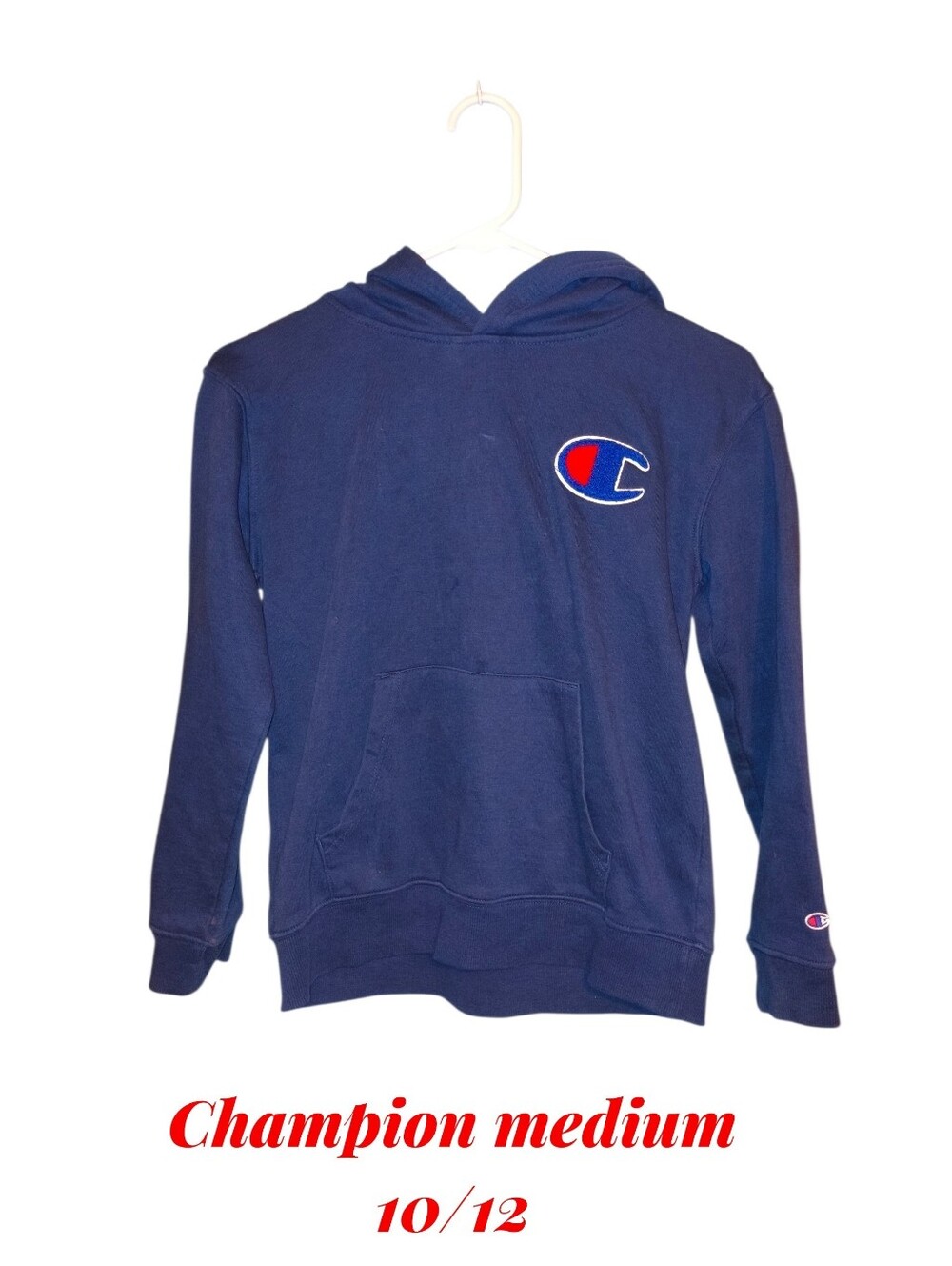Champion Navy Kids Hoodie with Red & White Logo